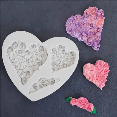 2er-Pack Herz-Rosen-Silikonformen für Kuchen-Deko & DIY