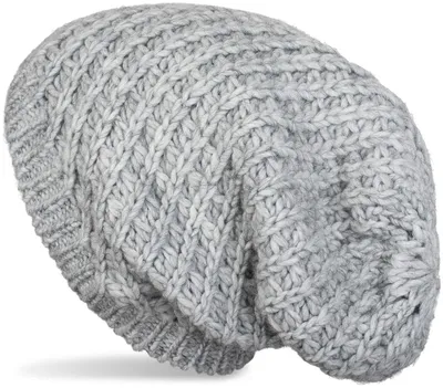 Produktbild von styleBREAKER Uni Grobstrick Beanie Mütze Slouch Passform, Hellgrau