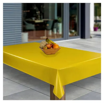 Produktbild von Wachstuch-Tischdecke Abwaschbar Garten-Tischdecke PVC Plastik-Tischdecken Eckig Meterware Wasserabweisend, Muster: Gelb Metallic, Größe: 130x130