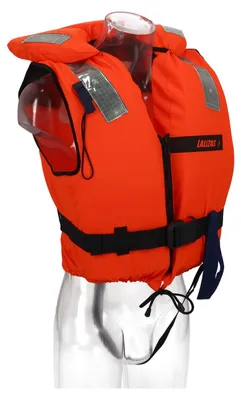 Produktbild von Lalizas Rettungsweste 120 - 165 kg Erwachsene 100N, orange signalfarben, mit Schrittgurt & Signalpfeife, Feststoffweste nach ISO 12402-4 für Boote