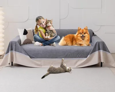 Image de Housse de canapé anti-rayures pour chat 381×231cm imperméable et antidérapante.