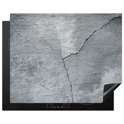 Produktbild von KitchenYeah© Herdabdeckplatte Beton - Grau - Riss , 65x52cm, Küche Deko, Glaskeramikkochfeld Herdabdeckung, Abdeckplatte fùr Kochfeld