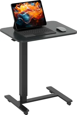 Produktbild von HOMCOM Stehpult, Höhenverstellbar C-förmig Schreibtisch mit 4 Rollen, 65x48x73-110cm Steh-Sitz Schreibtisch für Büro, Arbeitszimmer, Wohnzimmer, bis 70 kg belastbar, Schwarz