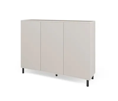 Produktbild von Kommode MASIMO 150 cmTürkommode, Stilvoll Wohnzimmer, Kommode mit vier Drehtüren, Push-to-Open, 6 Regale, Metallfüße in Säulenform - Farbe Kaschmir