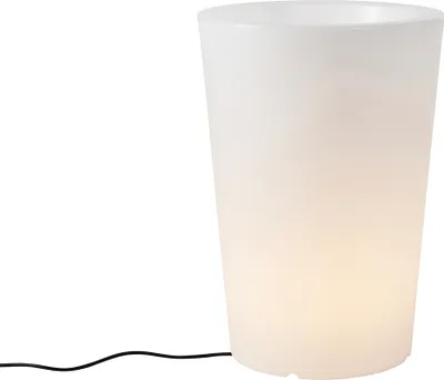 Produktbild von QAZQA - Modern Smart Outdoor Stehleuchte I Stehlampe I Standleuchte I Lampe I Leuchte Pflanztopf Weiß IP65 inkl. LED Wifi A60 - Verano Dimmer I Dimmbar I Außenbeleuchtung - Kunststoff Rund - LED geeig