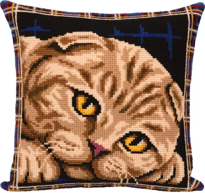 Immagine prodotto di Set di cuscini a punto croce Panna "Gatto scozzese", schema contato, 40x40cm