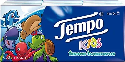 Immagine prodotto di Fazzoletti Tempo 'Kids' 9 x 5, confezione da 5 (45 pacchetti)