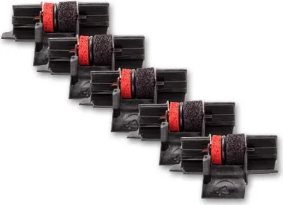 Produktbild von vhbw 5x Farbrolle, Farbwalze Schwarz Rot kompatibel mit Olympia CPD-3211, CPD-3212F, CPD-3212S, CPD-41, CPD-430 Taschenrechner, Registrierkasse