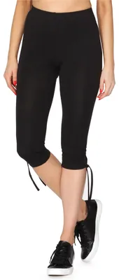 Produktbild von Merry Style Damen 3/4 Leggings mit Beinabschluss zum Binden Capri-Leggings MS10-378(Schwarz,S)