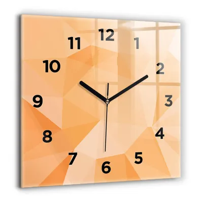 Obrázok produktu pre Wallfluent Hodiny - Sklenené Nástenné Hodiny - Tichý Quartz Strojček - Nástenná Dekorácia Spálňa Kuchyň - Čierna Ruky - 60x60 cm - Abstraktné trojuholníky