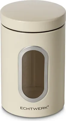 Produktbild von Echtwerk stilvolle Vorratsdosen Single-Creme, zur Aufbewahrung von Mehl/Zucker/Müsli/Tee, Metalldose mit Luftdichtem Deckel und großem Sichtfenster, Fassungsvermögen 1, 4L