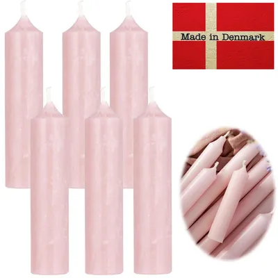 Produktbild von LS-LebenStil Exklusive Stabkerzen Ribe 6´er Set Hellrosa 11x2,2cm Tafelkerzen Spitzkerzen perfekte Tischdeko für Hochzeit Taufe Advent Weihnachten