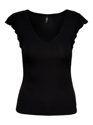 Produktbild von ONLY 15227187, Top (Kleidung), Erwachsener, Weiblich, Schwarz, L, V-Ausschnitt