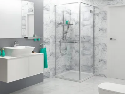 Produktbild von VILO Motivo Wandpaneele - Wasserfest & UV-Beständig - Klick-Montage - 2,65m² (4 Paneele) - 265x25cm - Winter Marble