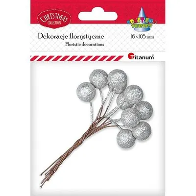 Produktbild von Drucik z kulką 15mm srebrną brokatową 10szt