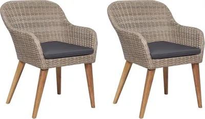 Produktbild von Gartenstühle mit Polstern 2 Stk. Poly Rattan Braun