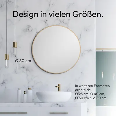 Produktbild von Wandspiegel 60 cm, rund, matt gold, Aluminiumrahmen
