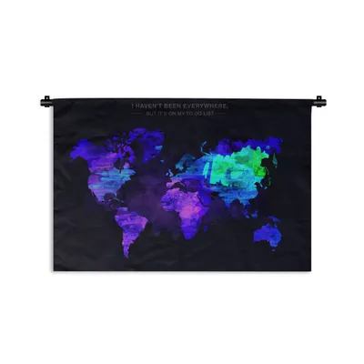 Produktbild von MuchoWow® Wandteppich Wandbehang Weltkarte - Farben - Farbe 90x60 cm Tapisserie Dekoration Wandtuch - Wandskulpturen - Bildteppich