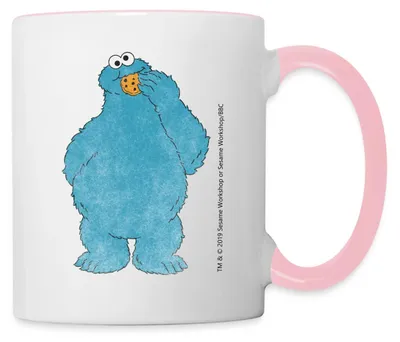 Produktbild von Spreadshirt Sesamstraße Krümelmonster Naschen Kekse Tasse Zweifarbig, One size, Weiß/Pink