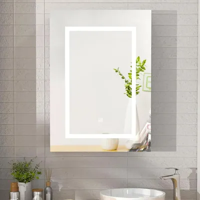 Image de Armoire de toilette - Armoire de toilette à LED - Avec éclairage - Avec prise électrique - Étagère réglable - Porte simple - Blanc