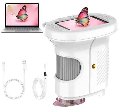 Kinder-Handmikroskop, 1000x Zoom, USB, 2,4" IPS, 8 LEDs, tragbar