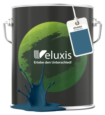 Produktbild von Wandfarbe Blau Petrol Grau Matt Innenfarbe – Deckkraft Klasse 1, VOC-frei, Ohne Grundierung, Tropfarm – Wohnzimmer & Schlafzimmer –  5L – Veluxis (Midnight Blue)