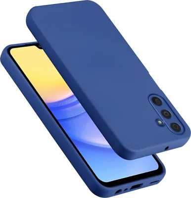 A blue phone case is shown on a white background, with the phone inside the case visible.