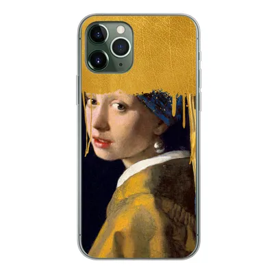 Produktbild von MuchoWow® Handyhülle Schutzhülle Hülle für iPhone 11 Pro Mädchen mit einem Perlenohrring - Gold - Vermeer Silikon Softcase Handy Hülle - Handy