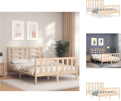 Produktbild von vidaXL Massivholzbett mit Kopfteil 140x200 cm -  Betten & Bettgestelle