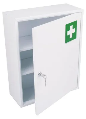 Produktbild von Medizinschrank aus Metall Weiss mit einer Tür zur Wandmontage