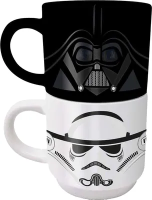 Image de Star Wars - Set de tasses à café empilables "Empire Helmets" (pack de 2) PM12338 (taille unique) (Noir/Blanc)