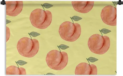 Produktbild von MuchoWow® Wandteppich Wandbehang Pfirsiche - Obst - Gelb 90x60 cm Tapisserie Dekoration Wandtuch - Wandskulpturen - Bildteppich
