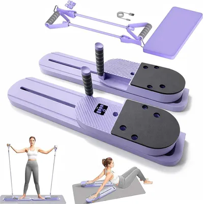 Obrázok produktu pre Pilates doska – tréningové zariadenie na domáce použitie – komplexný tréning celého tela – skladacia konštrukcia – 2,8 kg – fialová