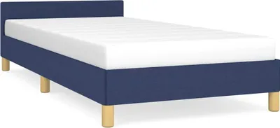 Produktbild von vidaXL Bettgestell mit Kopfteil ohne Matratze Blau 90x190 cm Stoff