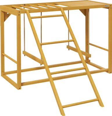 Produktbild von Hühner-Spielgerüst aus Holz, Spielplatz für Hühner mit Schaukeln und Leiter Hühner-Klettergerüst für 3-4 Hühner Naturholz
