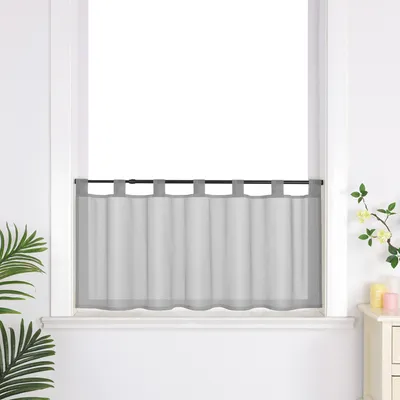 Produktbild von Delien Scheibengardine Schlaufen Bistrogardine Küche Gardinen Modern Schlichte einfarbige kurzstores Vorhänge Grau BxH 90x30 cm