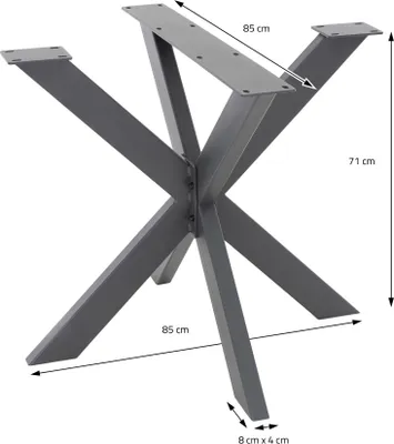 Zdjęcie produktu dla ML-Design nogi stołu rama krzyżowa Spider, 85x85x71 cm, antracyt, stalowa rama stołu
