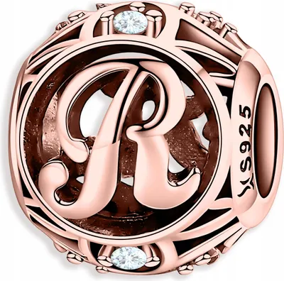 Produktbild von Charms Vergoldete Buchstabenperle mit Zirkonia Anfangsbuchstabe R 925 Silber