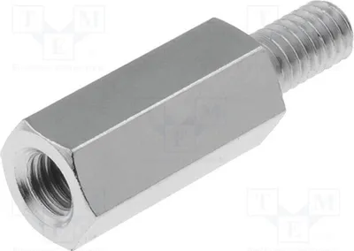 Zdjęcie produktu dla 10 sztuk dystansów z gwintem, gwint zewnętrzny: M4, gwint wewnętrzny: M4, długość: 15 mm, nikiel. Dystanse 216x15