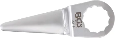 A silver-colored tool with a conical handle and a toothed end, shown against a white background.