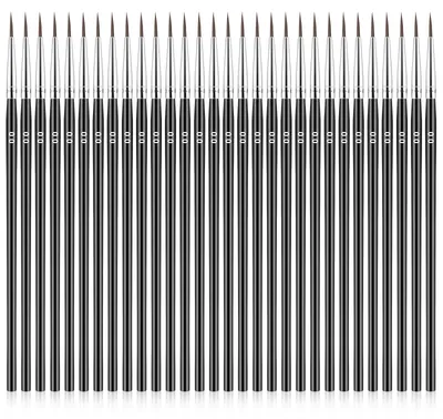 30 Miniaturpinsel, feine Spitzen, #0, #00, #000, Synthetikhaar, schwarz