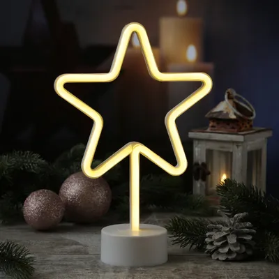 LED NEON Figur STERN - Dekoleuchte - H: 30cm - Batterie oder USB Betrieb - stehend - warmweiß