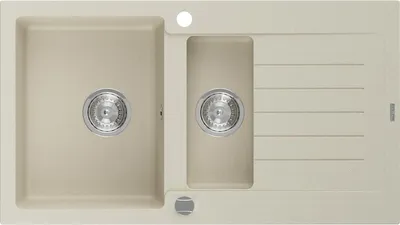 Image de Mexen Matias évier en granit 1,5 bac avec égouttoir court 900 x 505 mm, Beige - 6502901505-69