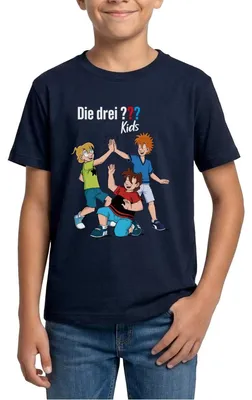Produktbild von Spreadshirt Die Drei Fragezeichen Kids Detektive Spürnasen Team Teenager T-Shirt, 134/146 (9-11 Jahre), Navy