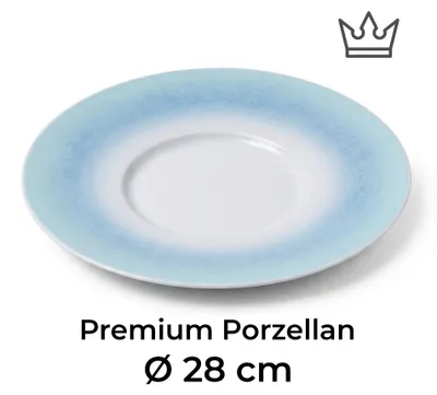 Premium Porzellan Essteller Ø28 cm – Stilvoller Genuss mit maritimem Farbverlauf