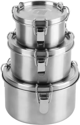 Produktbild von Edelstahlbehälter mit Deckel, lekvrij, stapelbar, 450ml, 750ml, 1200ml