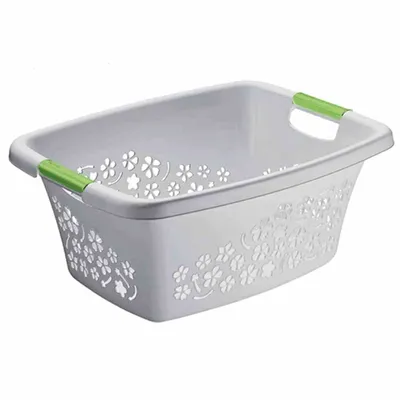 Image de Rotho Panier à linge 25L Flowers - Collecteur de linge - Panier à linge 50,5 x 38,3 x 21,8 cm - Boîte à linge en plastique - Panier de rangement Bac à linge