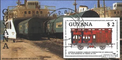 Produktbild von Briefmarken Guyana 1989 Mi Block35 (kompl.Ausg.) gestempelt Eisenbahn
