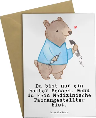 Produktbild von Mr. & Mrs. Panda Glückwunschkarte Medizinische Fachangestellter Herz - Weiß - Geschenk, Arztpraxis, Medizinischer, babykarte, Krankgeschrieben, osterkarten, Ausbildung