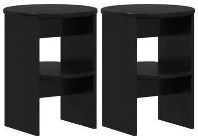 Image de Meuble d'appoint, lot de 2, noir, Ø 40 x 50 cm, aggloméré